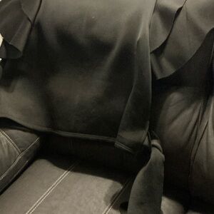 Black Ruffle Sleeve Top with bow on the side